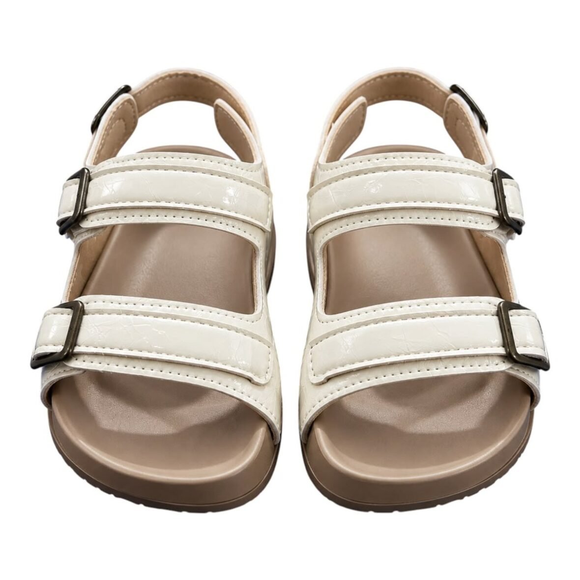 Sandales beiges à boucles