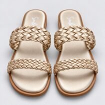 Mules tressées dorées