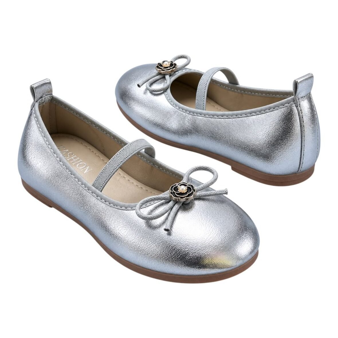 Ballerines métallisées argentées