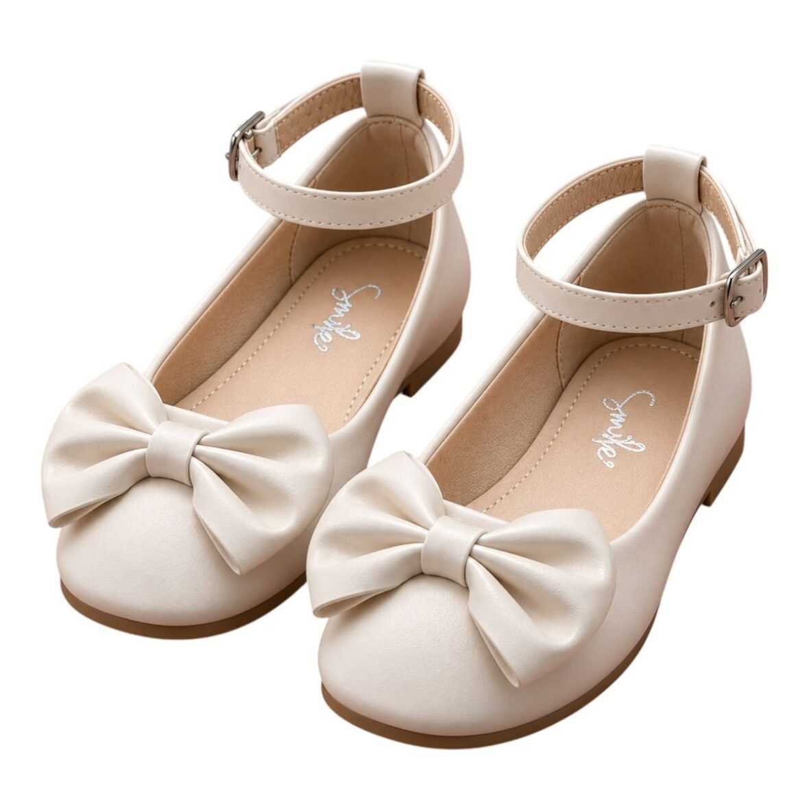 Ballerines roses à bride de cheville et nœud