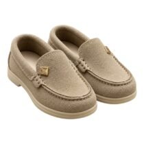 Mocassins beiges à surpiqûres