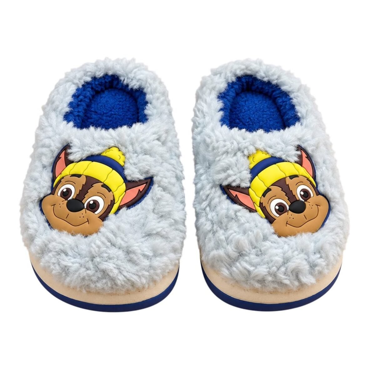 Pantoufles peluche bleues